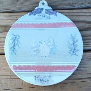 New PFALTZGRAFF Blue Winter Frost Polar Bear Hot Plate Trivet or Cheese Board